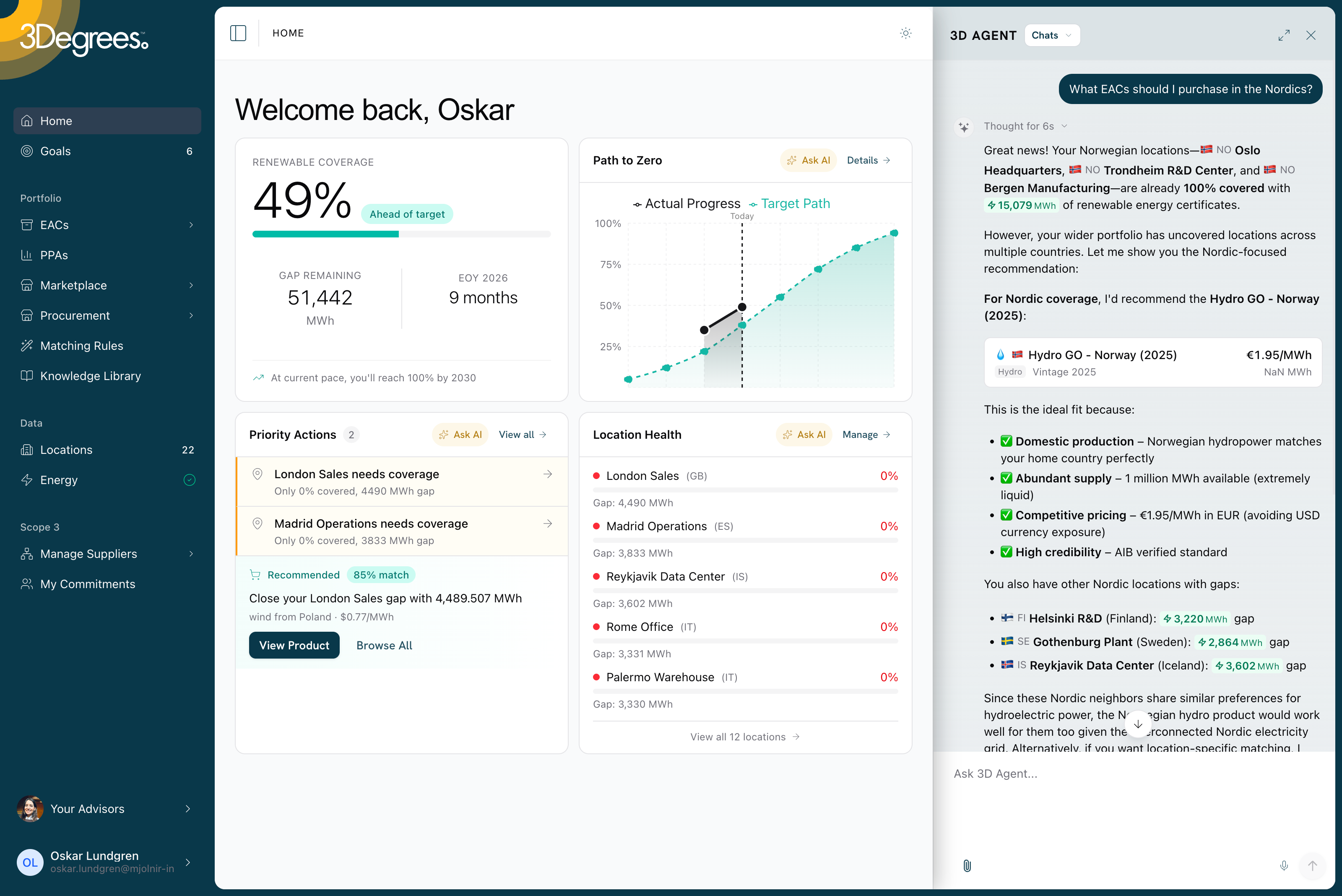Climate Portal — 3Degrees enterprise application